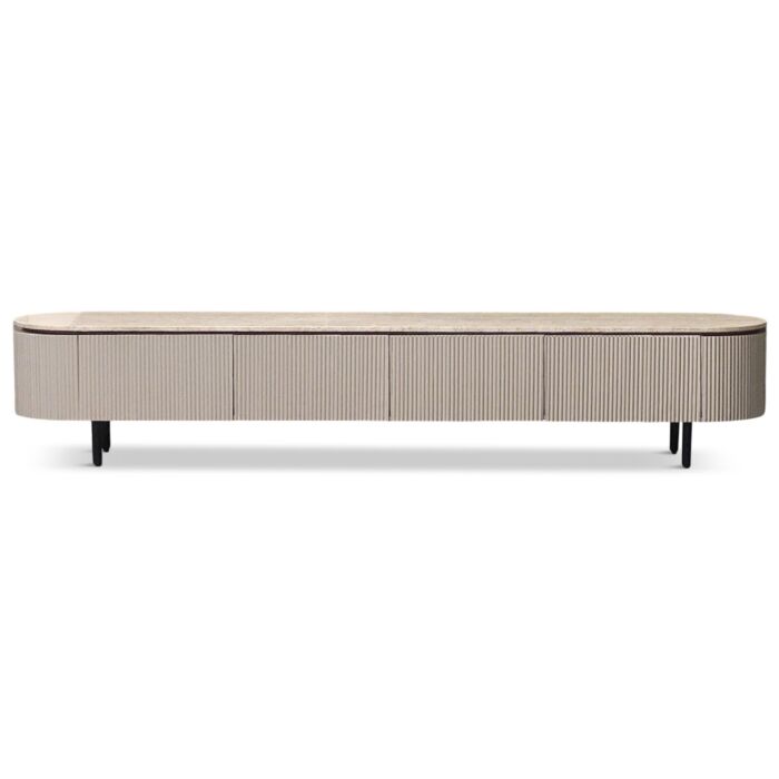 TV-Meubel Specter 240cm Mangohout Taupe & Travertine Top