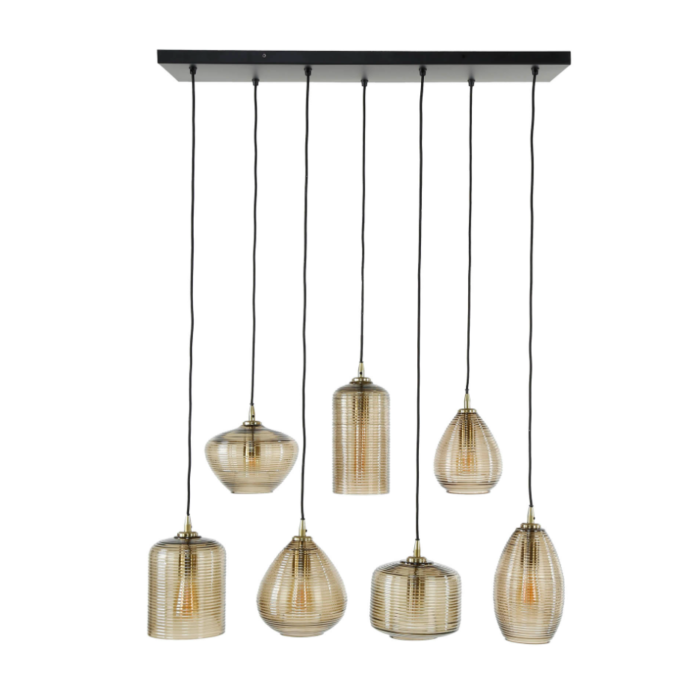 Hanglamp 4+3 stripe Glass Horizontal