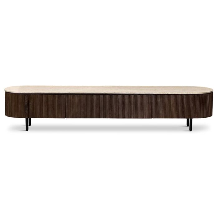 TV-Meubel Specter 240cm Mangohout Bruin & Travertine Top