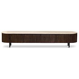 TV-Meubel Specter 240cm Mangohout Bruin & Travertine Top